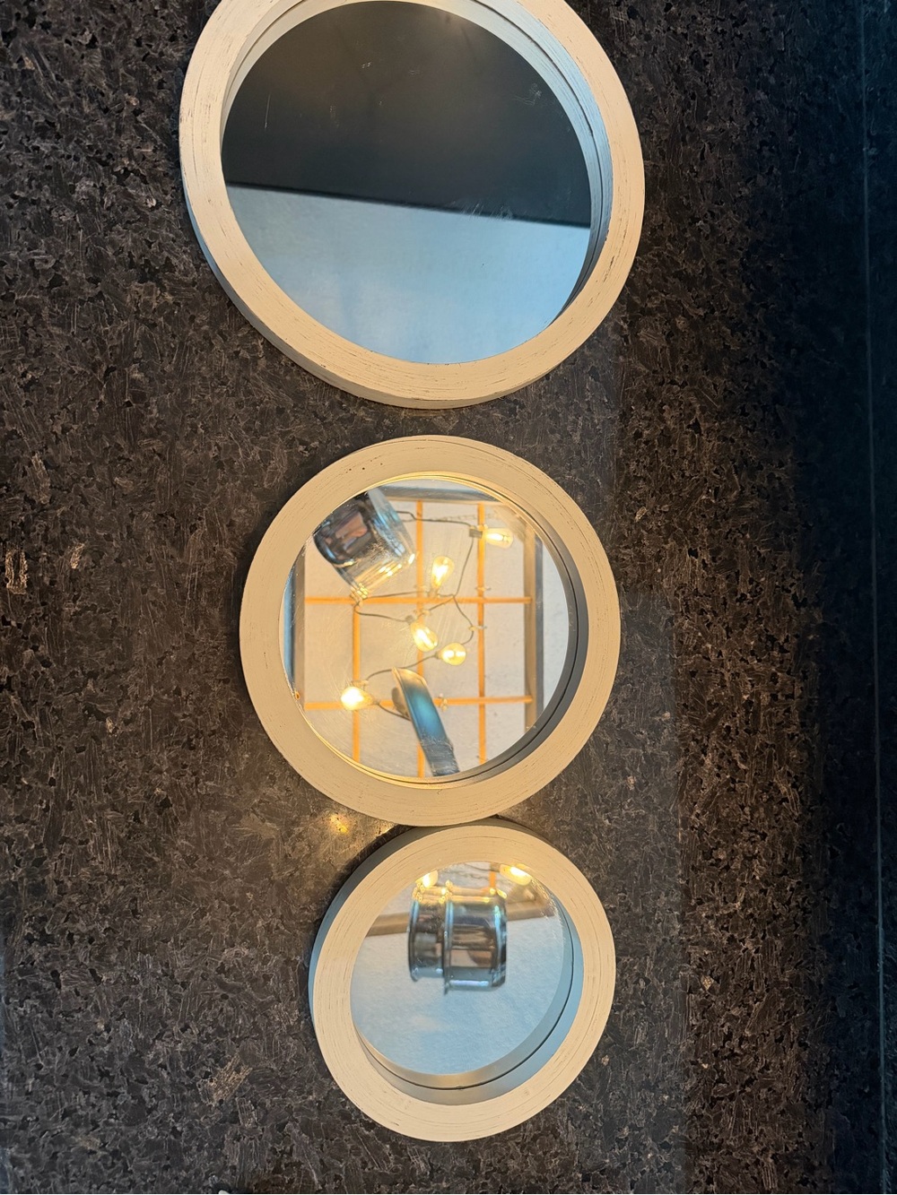 White Round Triple Wall Mirrors - Decorative Set